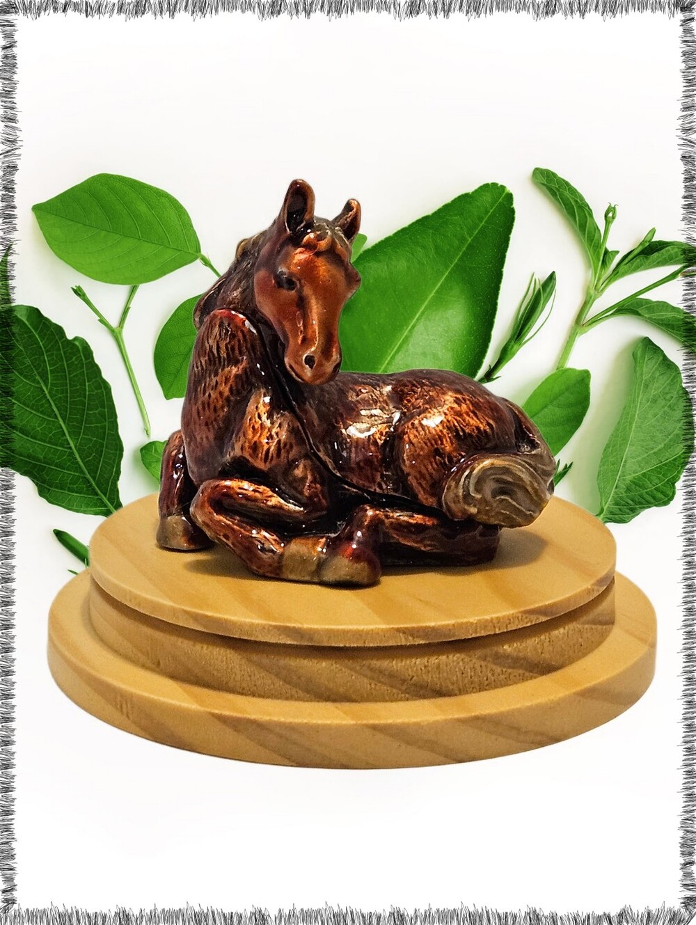 Brown Enamel Pewter Cast Colt Trinket Box